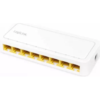 Switch de rede LogiLink – 8 portas RJ45 – Gigabit – caixa de plástico – branco