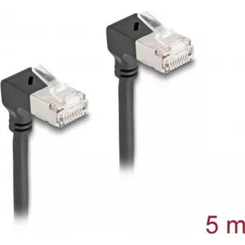 Cabo de rede DeLOCK RJ45 Cat.6A S/FTP fino 90° para cima 5m preto