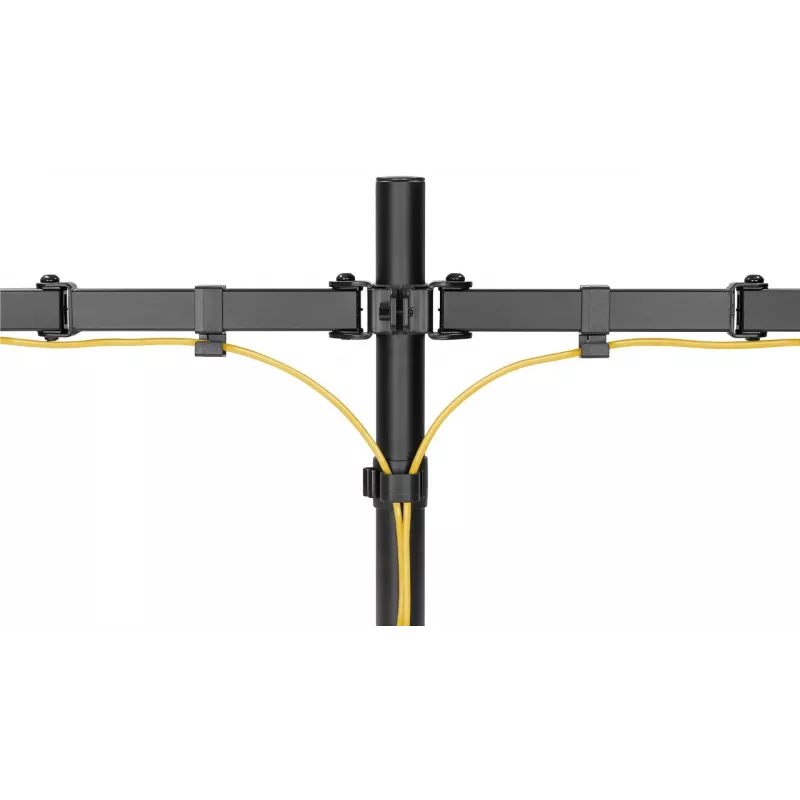 Braço de monitor Goobay Dual Flex - ecrã 17-32 polegadas - montagem em mesa VESA 75 e 100 mm - rotativo, orientável e inclinável - suporte de altura ajustável - carga máxima