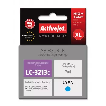 Cartucho de tinta Activejet AB-3213CN (substituto para Brother LC3213C; Supreme; 7 ml; ciano)