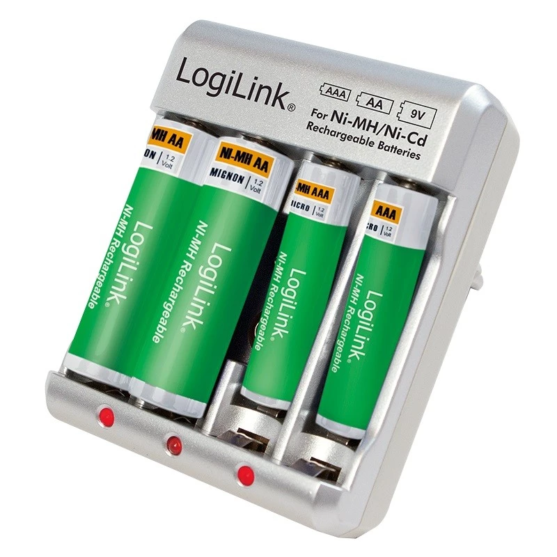 Carregador de pilhas para Ni-MH / Ni-Cd AA / AAA / 9V