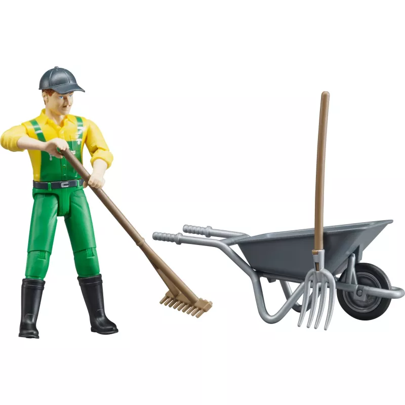 Conjunto de figuras agricultor com acessórios, figura de brincar