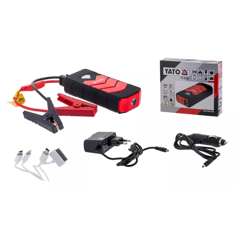 Auxiliar de arranque YATO YT-83081 powerbank para automóvel 9000 mAh 9000 mAh preto, laranja