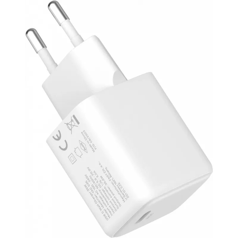 Carregador de parede USB-C 35W 3A Power Delivery 3.0 QC 3.0 branco