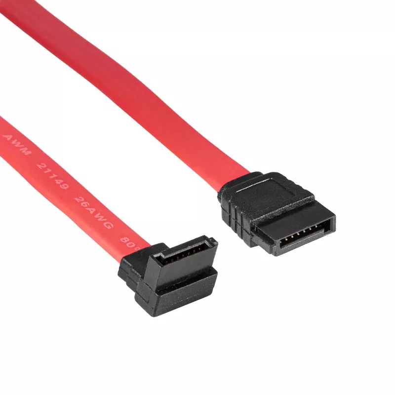 Akyga AK-CA-51 cabo SATA III 6 Gb/s, reto para angular 90°, 0,5 m, vermelho