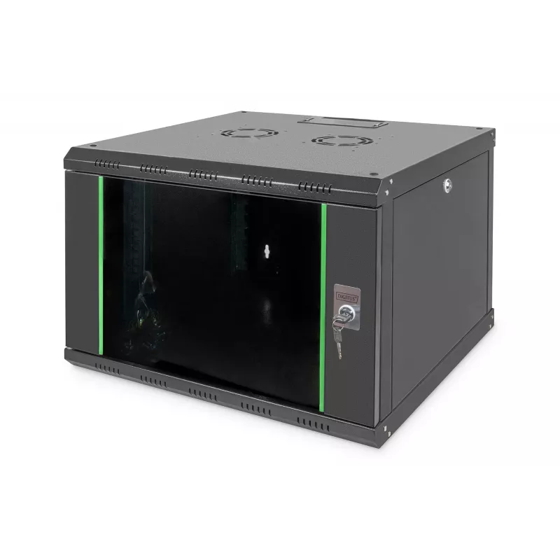 Armário de parede Professional Unique Série - 600x600 mm (LxP), armário IT preto, 7 unidades de altura