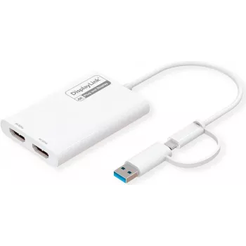 ROLINE Adaptador de ecrã USB Type-C A - Dual HDMI 4K60 macho/fêmea - Adaptador - Digital/Dados (12.03.3206)