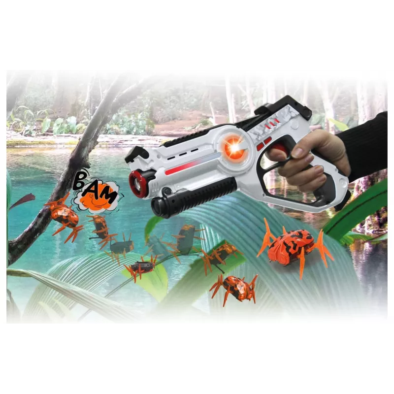 Jamara 410065 Impulse Laser Bug Hunt Set, pistola laser de brincar com alvo, branco/laranja
