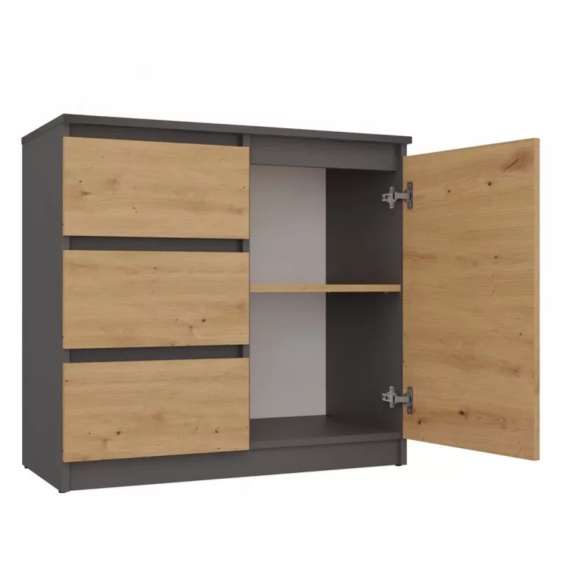 Cómoda Top e shop Topeshop 1D3S 80×40×75 cm, carvalho artisan antracite mate