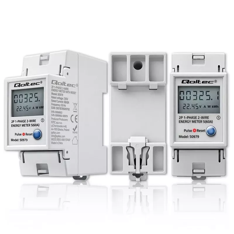 Contador de energia QOLTEC monofásico calha DIN 230V (MPN 50979)