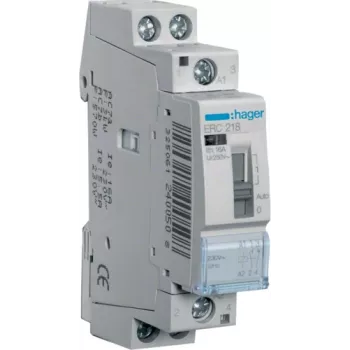 Hager ERC218 - cinzento - 1 - 10 mm² - 230 V - 50 Hz - 16 A - 17,85 x 60 x 83 mm