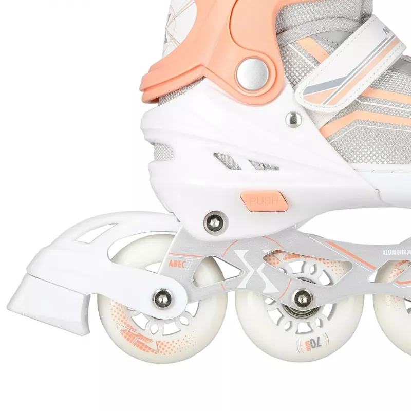 Patins em linha 2IN1 Nils Extreme NH18190 BRANCO/ROSA TAM. S (29-33) com patins de hóquei substituíveis