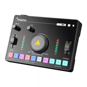 Mesa de mistura de áudio MAONO AMC2 Neo, mesa de mistura USB de 2 canais com porta USB