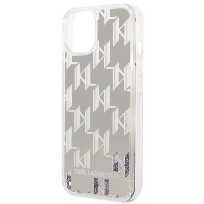 Karl Lagerfeld KLHCP14MLMNMS iPhone 14 Plus 6.7 Capa rígida prateado / prateado Liquid Glitter Monogram