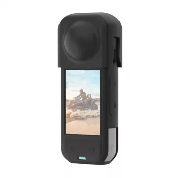 Capa de proteção em silicone PULUZ com tampa da objetiva para Insta360 X5 (preto)