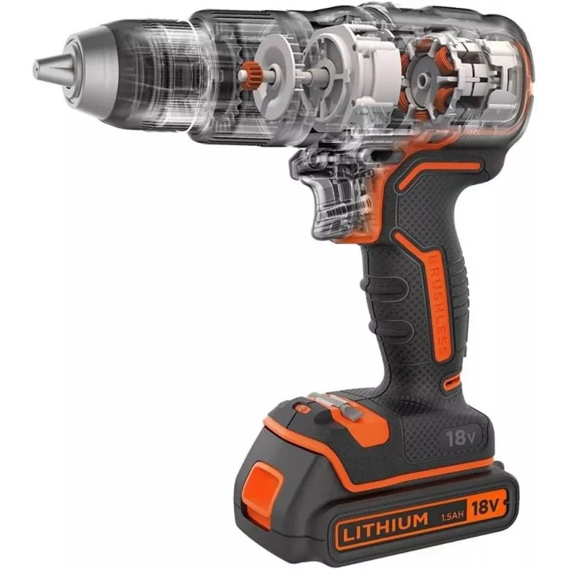 Berbequim com punho de pistola Black & Decker BCD383D2XK-QW 18 V, 2 Ah x2, mandril 13 mm, laranja