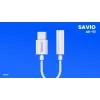 Adaptador de áudio USB Type 3.1 C (M) – Jack 3,5mm (F) branco SAVIO AK-51