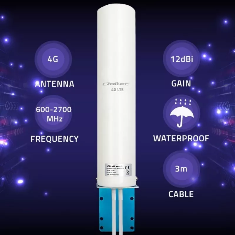 Antena dupla 4G-LTE omnidirecional QOLTEC 57045 12 dBi
