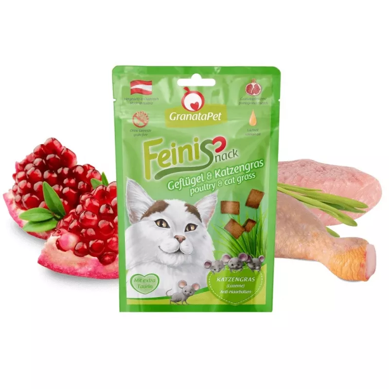 Petiscos para gatos Fox4Pets GRANATAPET FeiniSnack Aves com erva-gata, snack firme e carnudo, 50 g, sem cereais, para gatos adultos