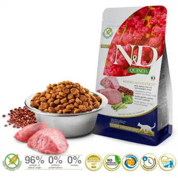 FARMINA N&D Quinoa Weight Management borrego & brócolos - comida seca para gatos - 5 kg