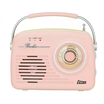 Rádio de mesa retro Eltra LUIZA RETRO SP-11 com MP3, USB e suporte para cartões SD, rosa