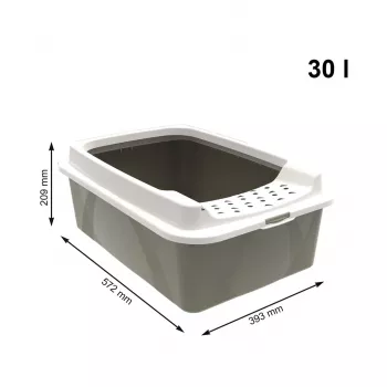 Caixa de areia para gatos rotho Bonnie Eco Cappuccino 30 L caixa de plástico coberta com tampa, 572×393×209 mm