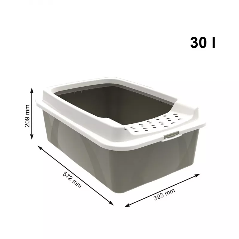 Caixa de areia para gatos rotho Bonnie Eco Cappuccino 30 L caixa de plástico coberta com tampa, 572×393×209 mm