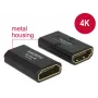 Adaptador DELOCK High Speed HDMI com Ethernet - conector fêmea HDMI-A > conector fêmea HDMI-A 4K Gender Changer preto