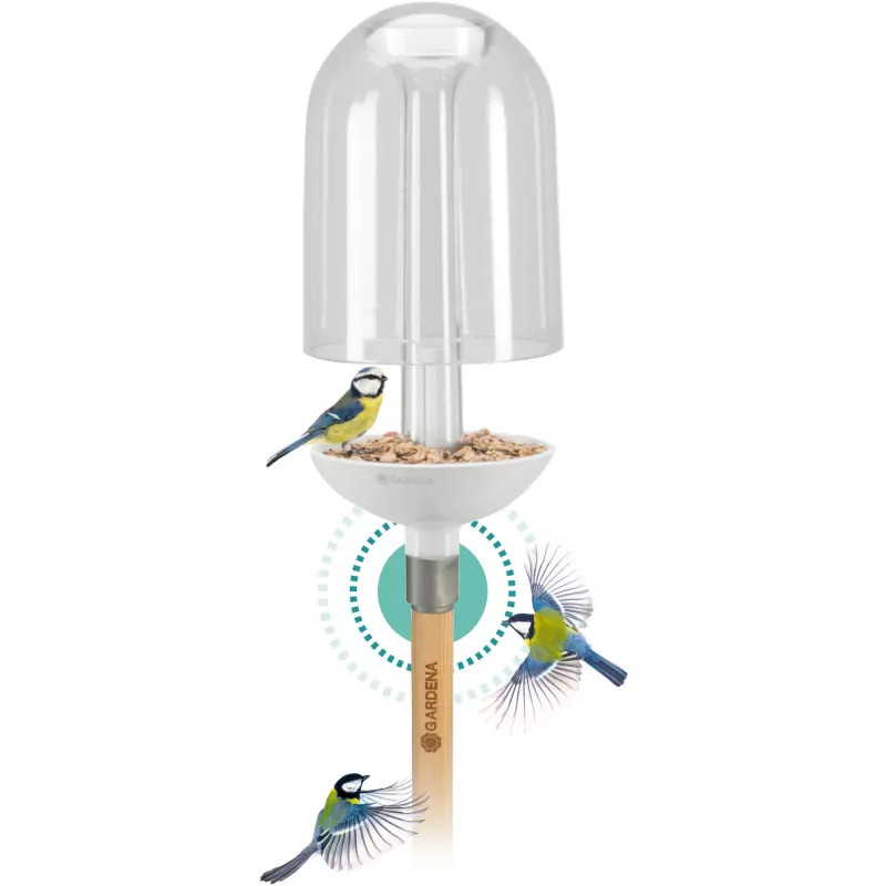 Comedouro para pássaros Gardena ClickUp! transparente branco acrílico