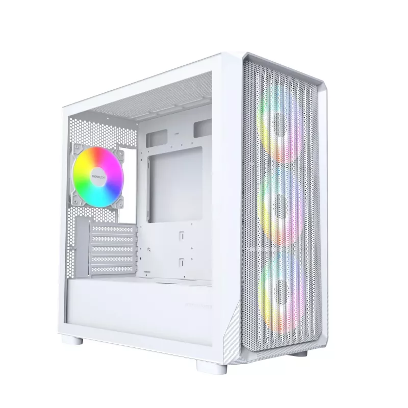 Caixa de PC Montech X5M (W) Micro Tower, branco — Micro-ATX/Mini-ITX, suporta fontes de alimentação ATX, 3 ventoinhas de 120 mm à frente, 1 de 120 mm atrás, 2 baías de 3,5 polegadas, 4 baías de 2,5 polegadas