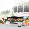 Grelhador de mesa elétrico Rommelsbacher BBQ 2003 — 1900 W, 50×25 cm, canelado + teppanyaki, termostato contínuo, prateado/preto