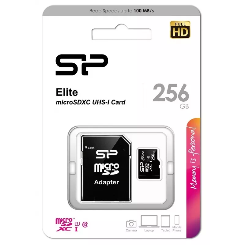 Cartão de memória MicroSDXC Silicon Power Elite 256 GB UHS-I Class 10 U1 85 MB/s com adaptador SD