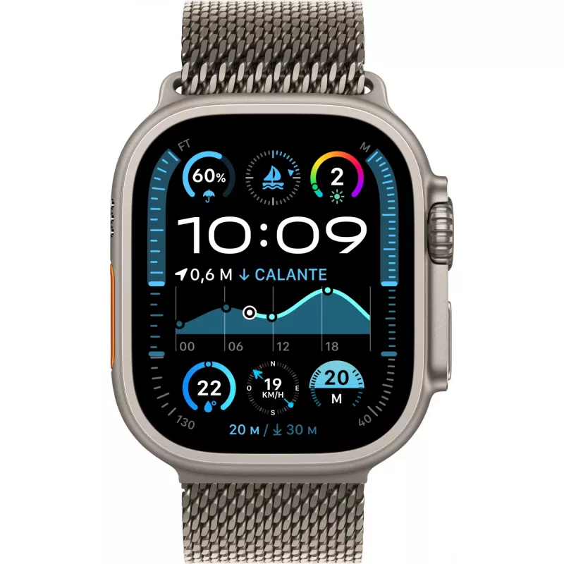 Apple Watch Ultra 2 GPS + Cellular 49mm Caixa de titânio natural com bracelete Milanese de titânio natural - M