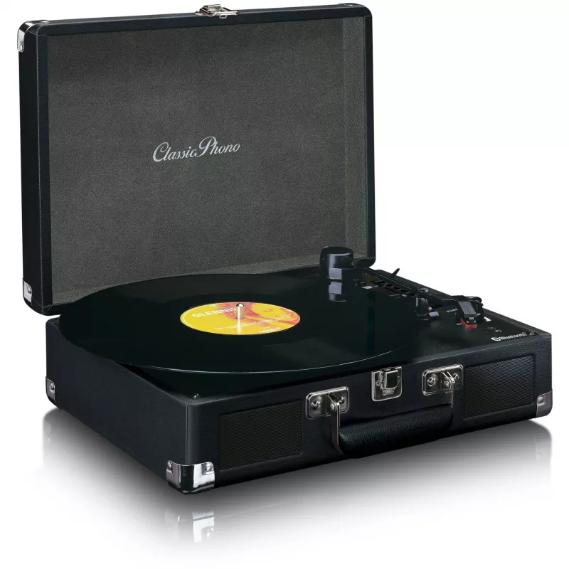 Lenco TT-115 gira-discos de correia, Bluetooth, USB-A, saída de auscultadores de 3,5 mm, 4 W RMS, 33/45/78 rpm, preto