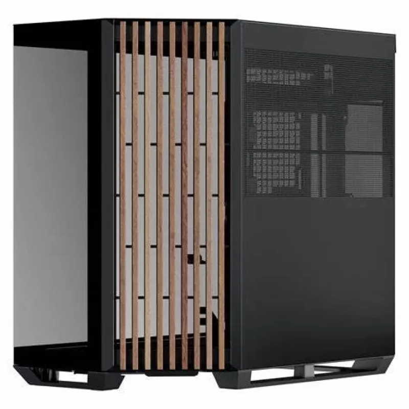 APNX V1-W-BK-v1 Midi-Tower preto, madeira