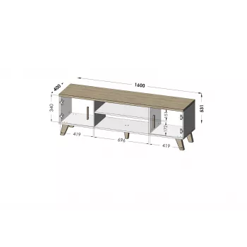 Suporte de TV Cama LOTTA 160 2D2K branco/sonoma