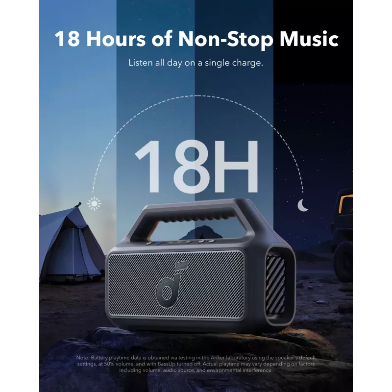 Altifalante estéreo portátil Anker Soundcore Boom 2 SE — 2.0 canais, 30 W RMS, sem fios, preto