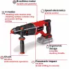 Professional martelo perfurador a bateria TP-HD 18/26 D Li BL - Solo, 18 volts (preto/vermelho, sem bateria e carregador, em E-Case)