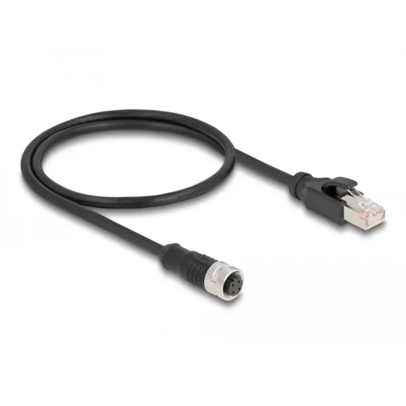Cabo adaptador M12 DeLOCK codificação D 4 pinos fêmea para conector RJ45 macho 50 cm