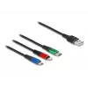 DeLOCK 90156 Cabo de carregamento USB 3 em 1, Type-A para Lightning / Micro USB / USB Type-C, 2 m, multicolor