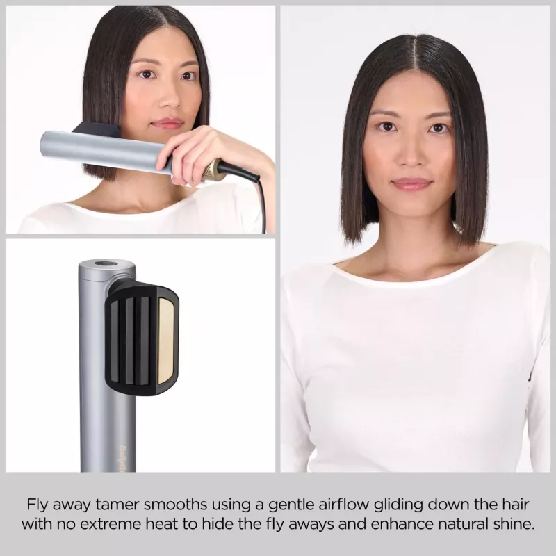 Conjunto de styling de cabelo BABYLISS AS6555E — tecnologia Airflow, 4 níveis de calor, cabo de 2,5 m, prateado/dourado