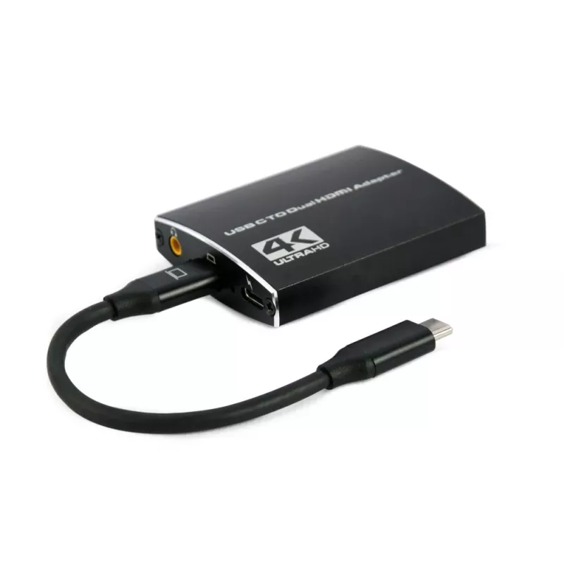 Adaptador USB-C para HDMI duplo Gembird A-CM-HDMIF2-01, 4K 60Hz, preto