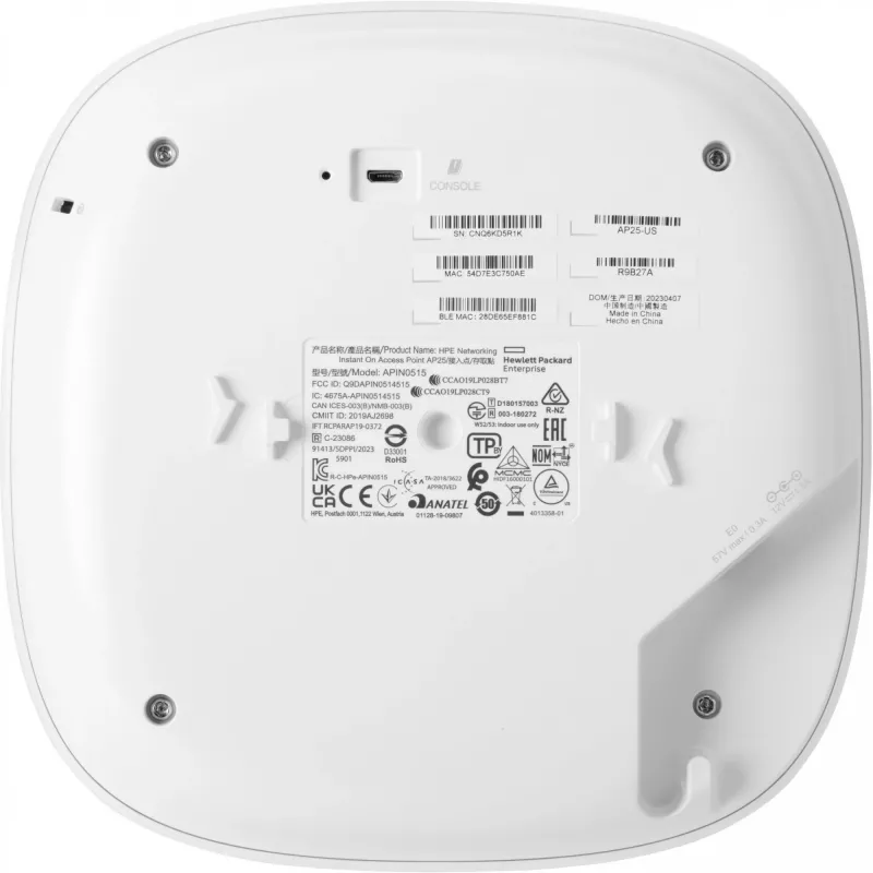 Ponto de acesso interior HPE Aruba Networking Instant On Wi-Fi 6 4x4 (RW) AP25
