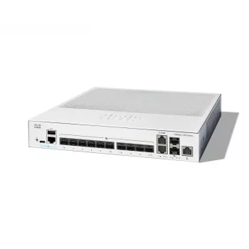 Switch de rede Cisco Catalyst C1300-12XS gerido L2/L3, 12 x 10Gb SFP+, 240 Gbit/s, 16k MAC, montagem em rack, cinzento
