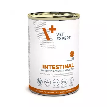 Comida húmida para cães VETEXPERT Veterinary Diet Intestinal 400 g, aves, sem cereais, para recuperação após cirurgias digestivas