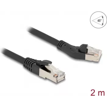 Cabo de rede DeLOCK RJ45 Cat.8.1 S/FTP 45° para a esquerda 2 m preto
