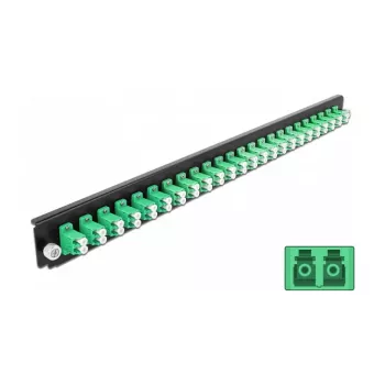 Painel frontal para caixa de fusão DeLOCK 19 polegadas 24 portas LC Duplex verde