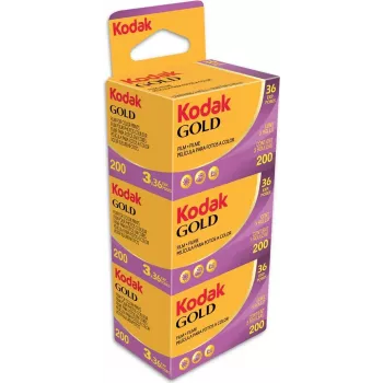 Kodak Gold 200 135/36 Filme a cores, 36 exposições, pack de 3
