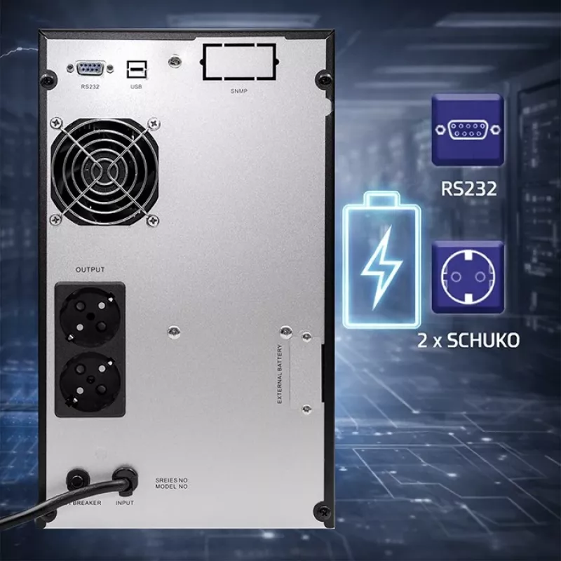 UPS QOLTEC onda sinusoidal pura 2kVA 1600W com AVR e ecrã LCD