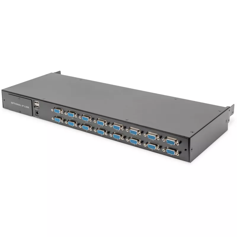 Consola KVM Digitus 19 polegadas HD LCD 16 portas VGA teclado alemão
